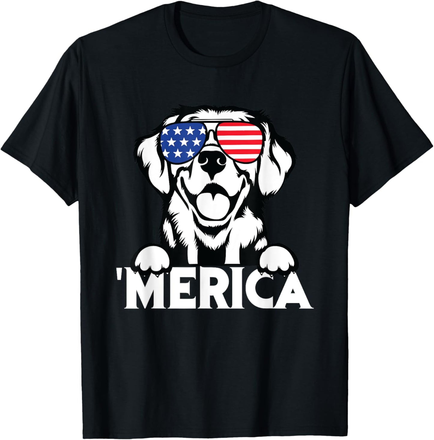 Merica Dog Animal Red White USA Flag Independence Freedom T-Shirt