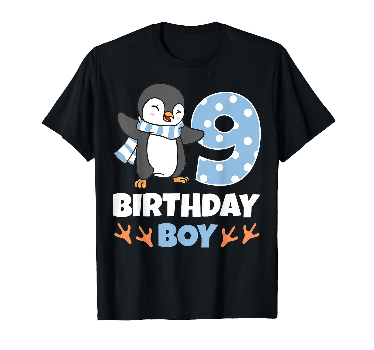 Penguin 9th Birthday Boy Winter Theme Party Celebration T-Shirt