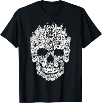 German Shepherd Dog Graphic Halloween Skull Costumes T-Shirt