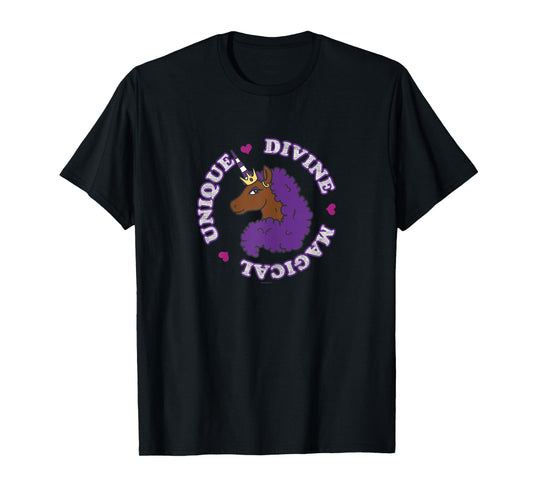 Afro Unicorn Unique Divine Magical Unique Purple Mane T-Shirt