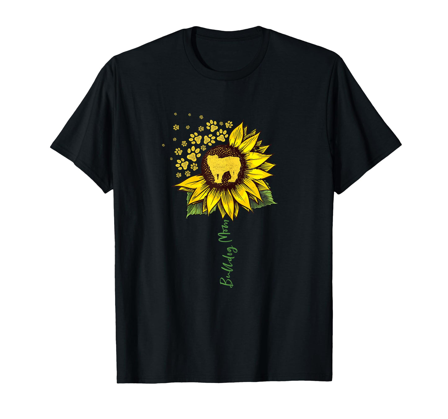 Bulldog Mom Sunflower English Bulldog Lover Gifts Dog Mama T-Shirt
