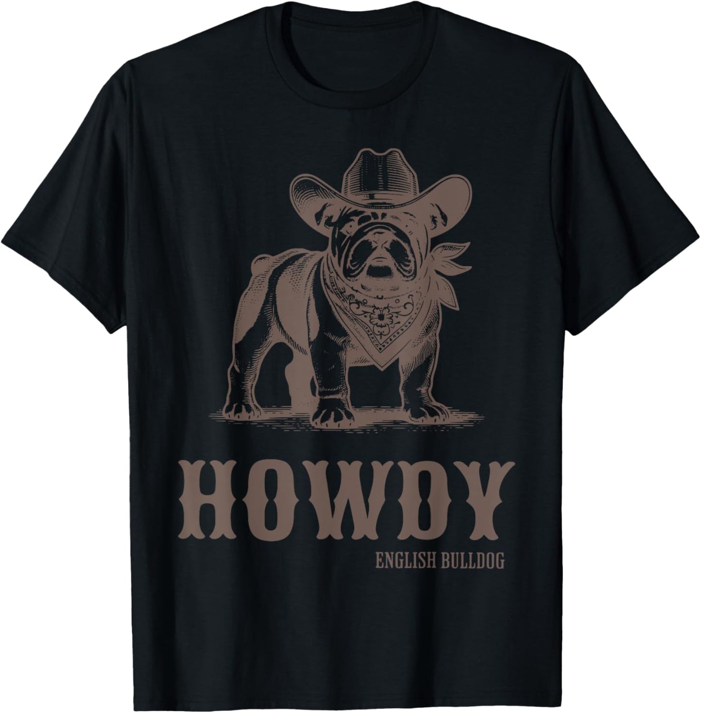 Vintage Howdy English Bulldog Western Country Cowboy Cowgirl T-Shirt