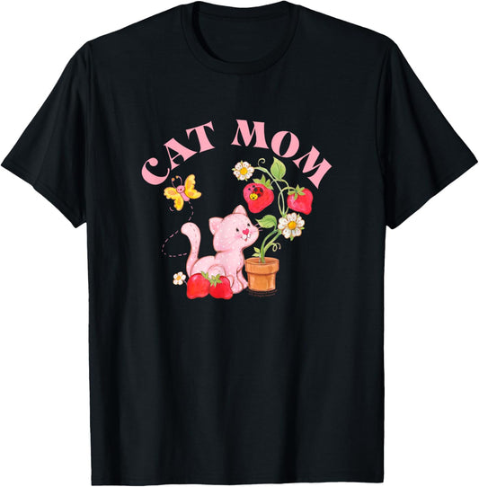 Strawberry Shortcake Vintage Sweet Cat Mom Kitten Logo T-Shirt