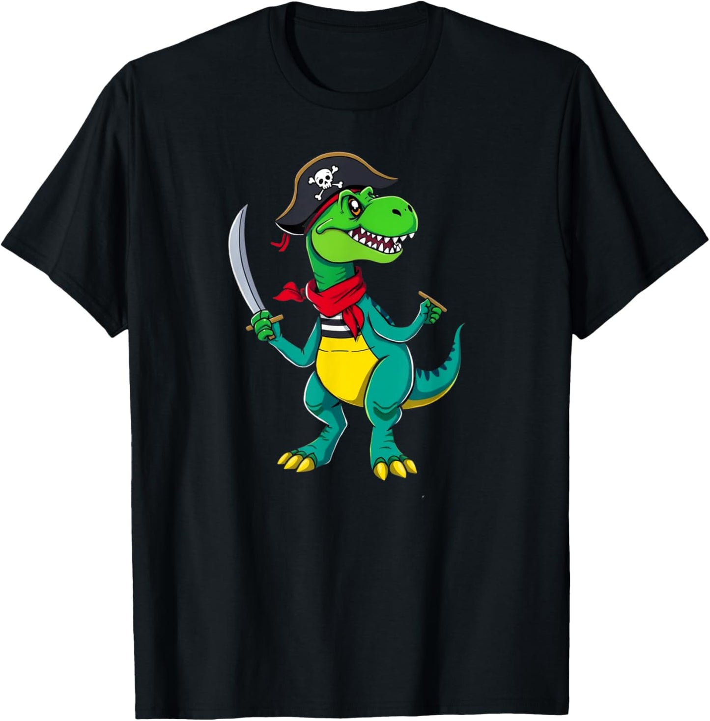 Funny Halloween Boys Kids Men Toddlers Dinosaur Trex Pirate T-Shirt