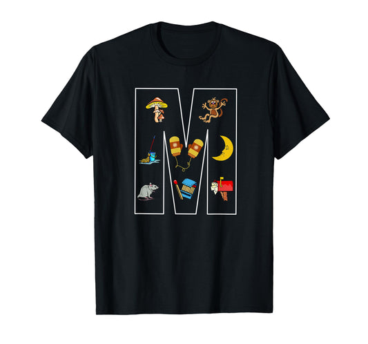 Alphabet Letter M Phonics Objects That Start With M Shirt