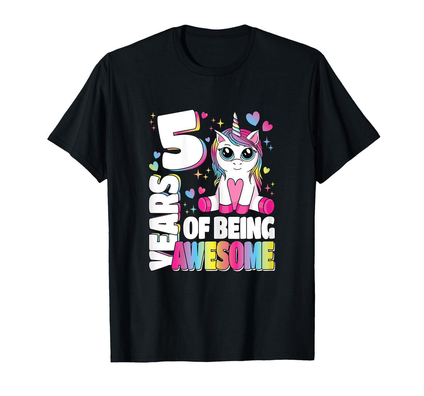 5 Years Of Being Awesome 5th Birthday Unicorn Girls Kids T-Shirt