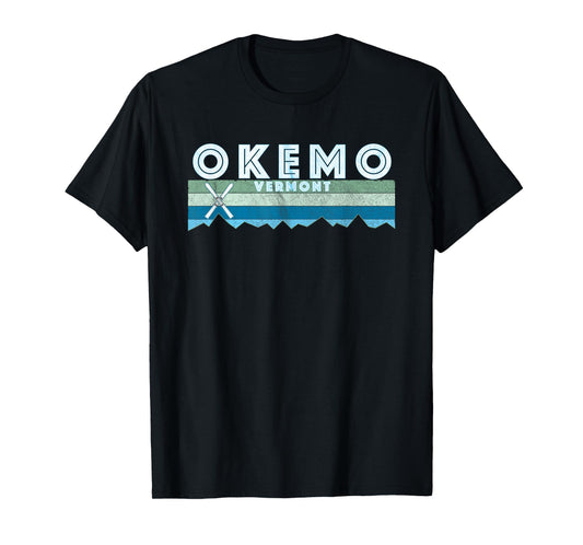 Vintage Okemo Vermont Ski Retro T-Shirt - Blue, Unisex, Short Sleeve, T-Shirt, Small