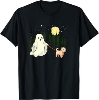 West Highland White Terrier Westie Walking Ghost Halloween T-Shirt