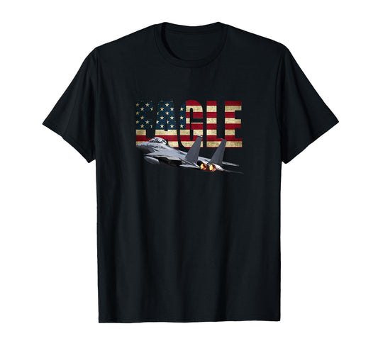 F-15 EAGLE FIGHTER PLANE JET TSHIRT US FLAG T-Shirt