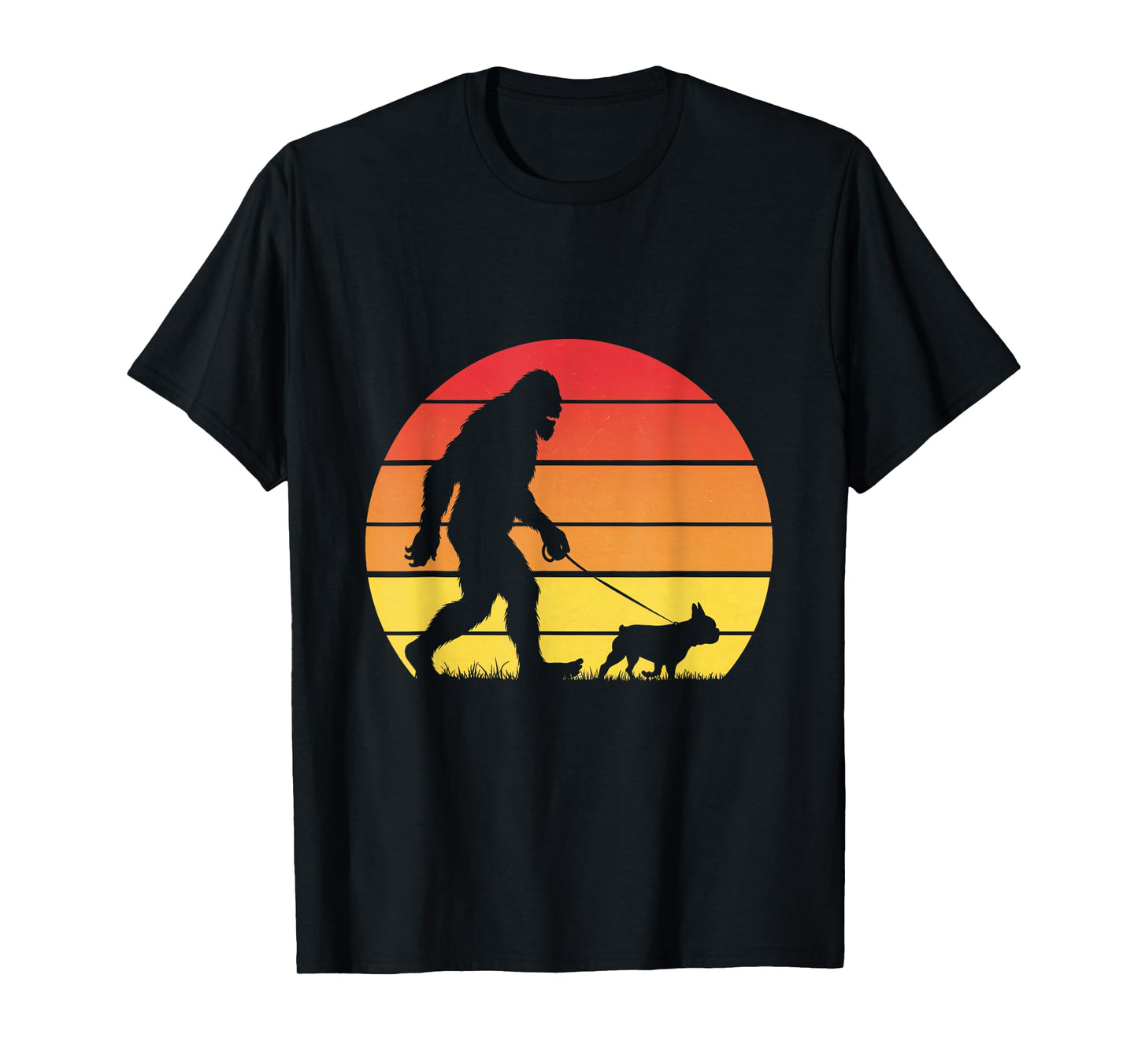 Bigfoot Walking French Bulldog Lover Hikers Dog Hiking T-Shirt