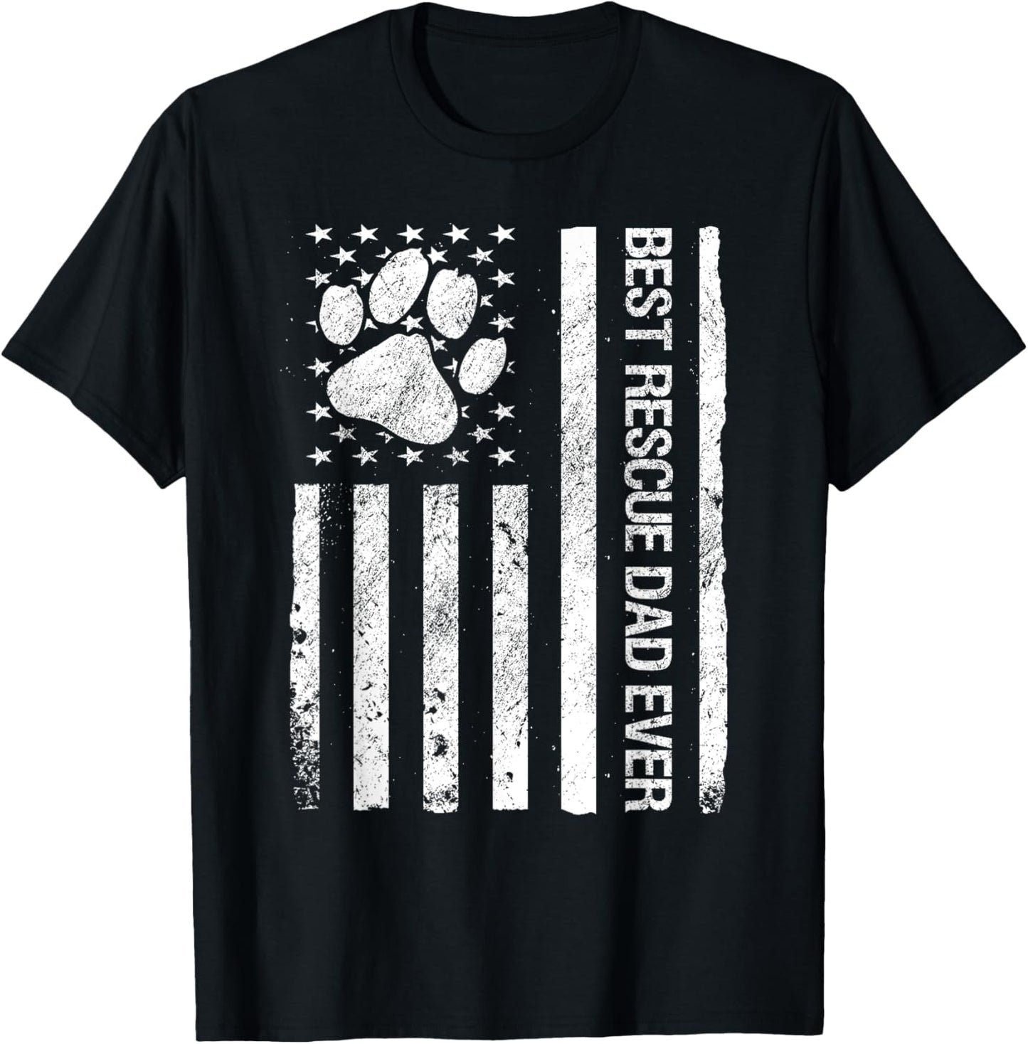 Best Rescue Dad Ever USA Flag Funny Rescue Dog Dad T-Shirt