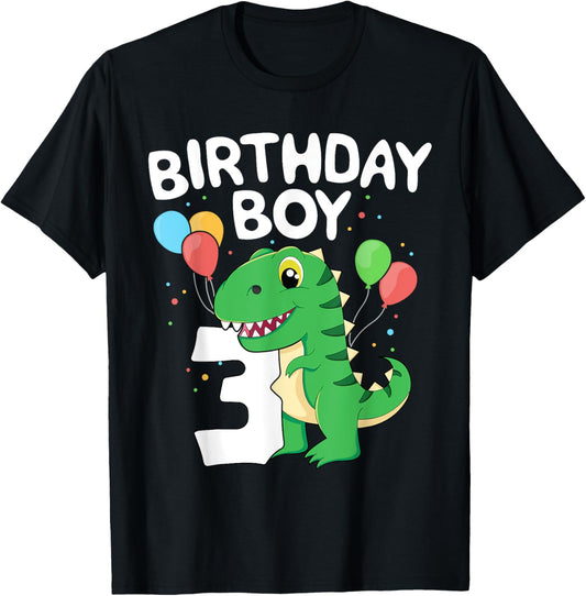 3rd Birthday Boy T-Rex Dinsoaur Party Third Kids Happy Gift T-Shirt