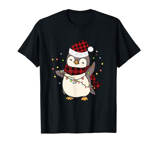 Penguin Santa Lights Christmas Pajamas Cute Penguins Xmas T-Shirt