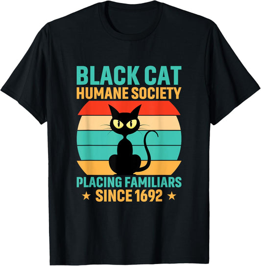 Black Cat Humane Society Cats Retro Kitty Pet T-Shirt