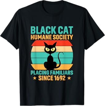 Black Cat Humane Society Cats Retro Kitty Pet T-Shirt
