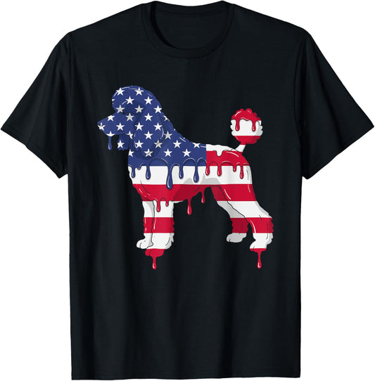 4th of July Poodle Ice Cream Drip American USA Flag T-Shirt