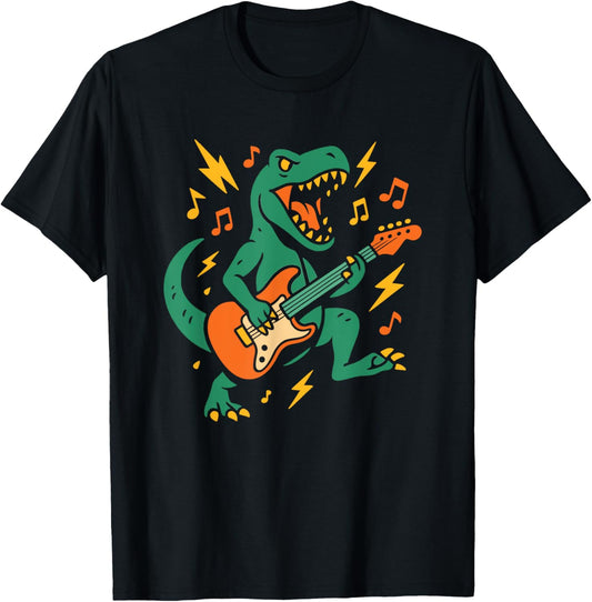 Dinosaur Playing Electric Guitar Rock Music Lover T-Shirt