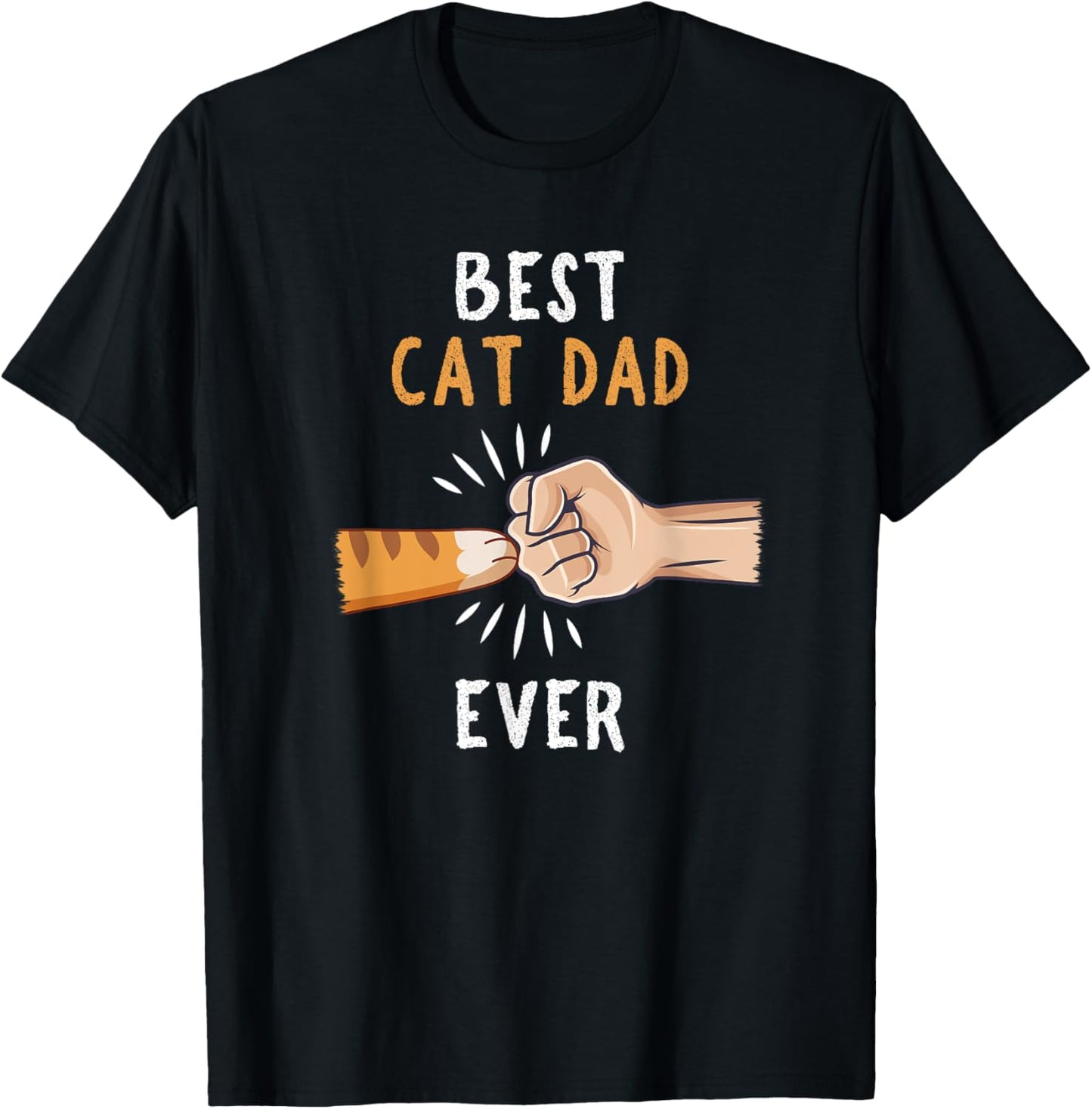 Men's Cat-Themed T-Shirt Black Small Paw Fist Bump T-Shirt