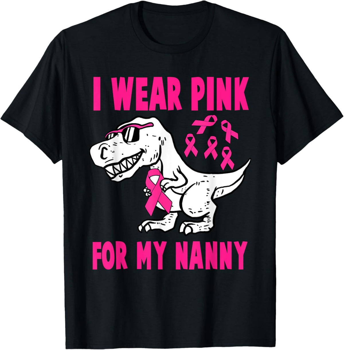 I Wear Pink For My Nanny T-Rex Dinosaur Ribbon Toddler Kid T-Shirt