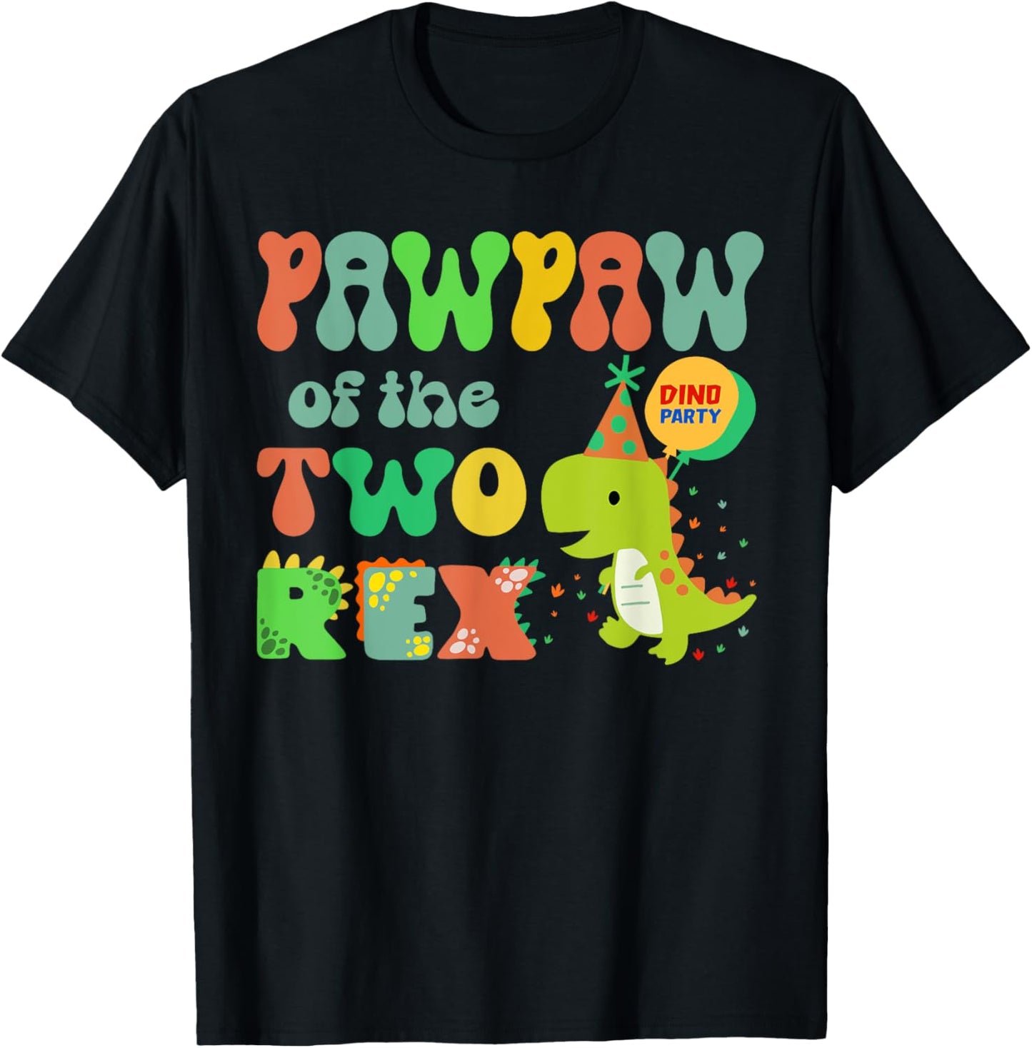 Pawpaw of the Two Rex Birthday Dinosaur Family Matching T-Shirt