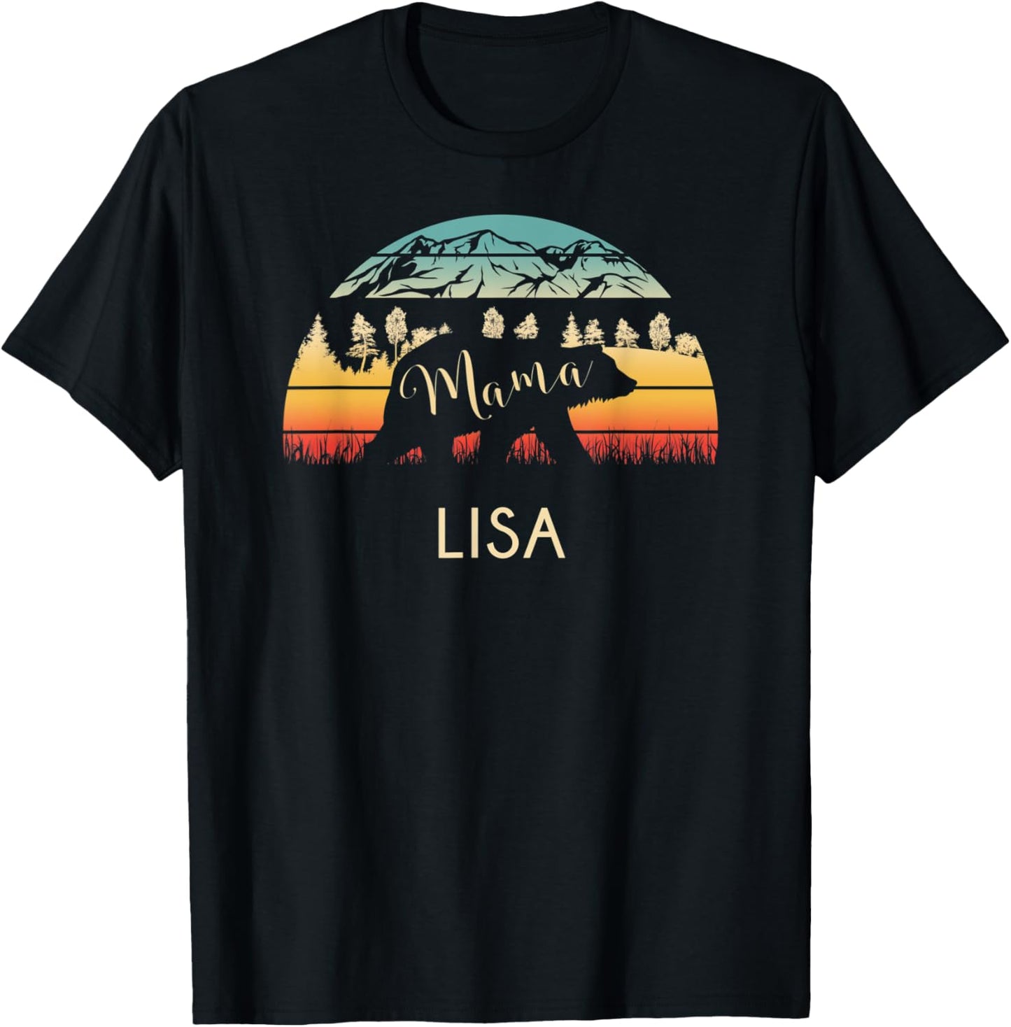 Lisa Name Gift Retro Sun Personalized Mama Bear T-Shirt