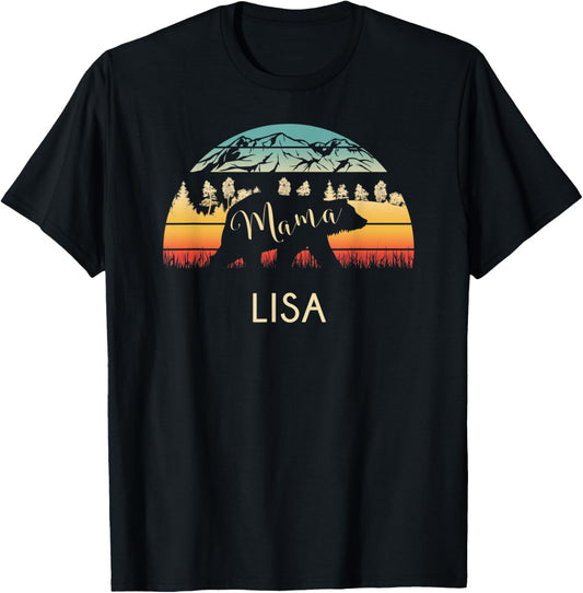 Lisa Name Gift Retro Sun Personalized Mama Bear T-Shirt