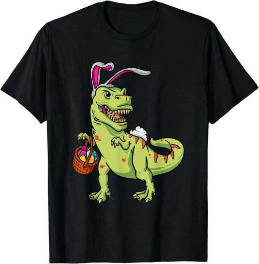 Dinosaur Bunny Ears Easter Egg Hunting T-Rex Spring T-Shirt