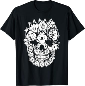 Funny Halloween Costume Skull Siberian Husky Dog Lover Men Women Kids T-Shirt