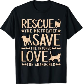 Rescue Save Love, Animal Rescue Dog Cat Lovers Men Women Girls Kids T-Shirt