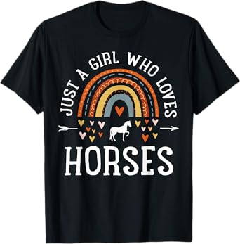 Just A Girl Who Loves Horses Rainbow Gifts For Horse Lover T-Shirt