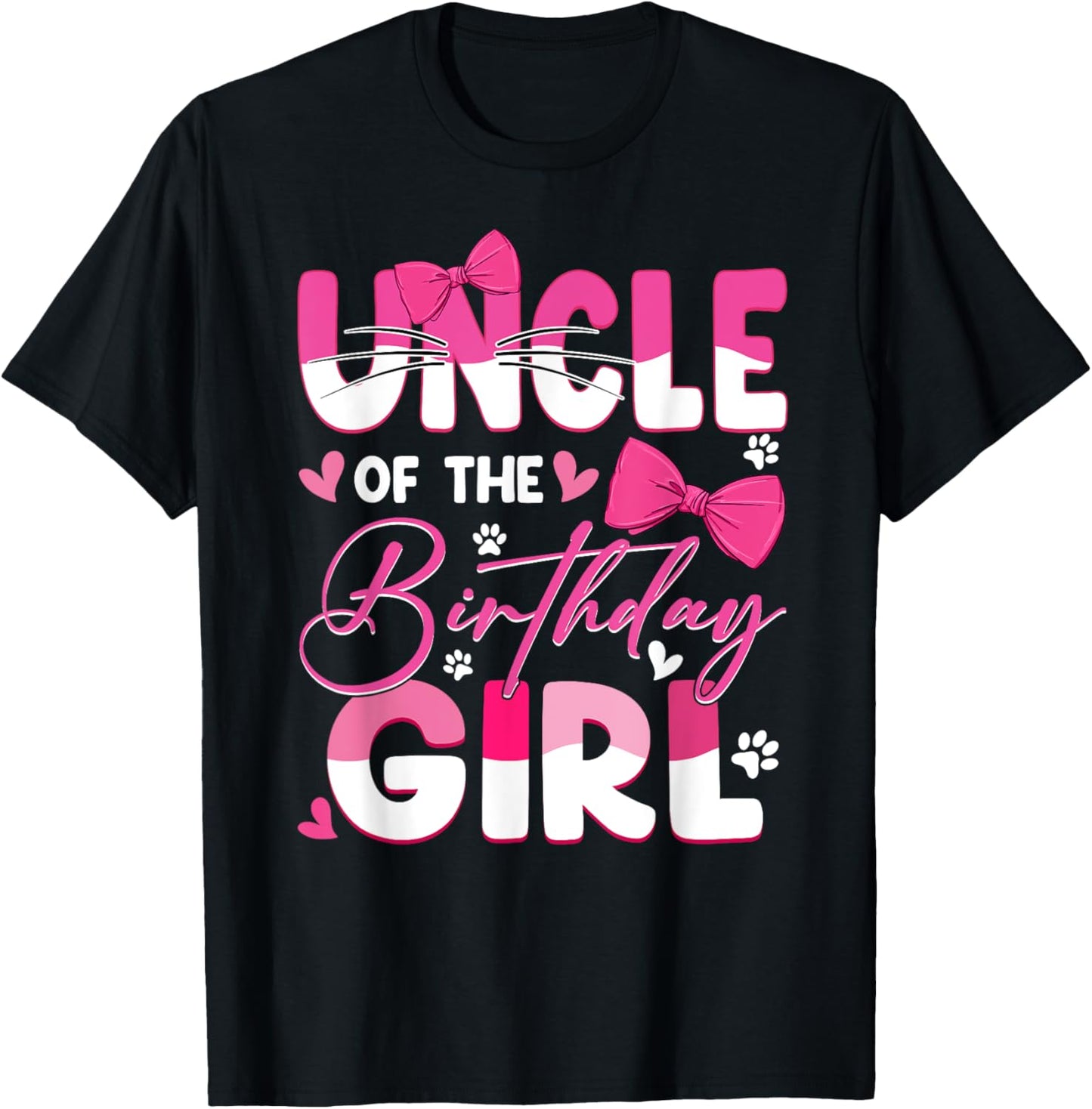 Uncle Of The Birthday Girl Cat Kitty Family Matching T-Shirt