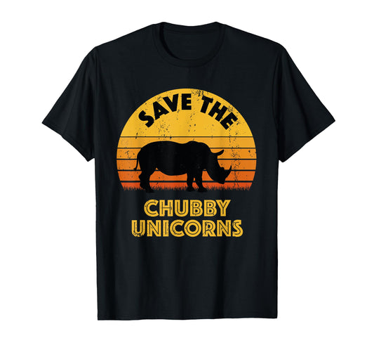 Save the chubby unicorns, vintage retro rhino T-Shirt