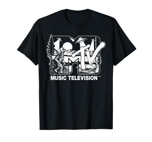 Mademark x MTV - Cryptid-Filled MTV Logo Feat. Bigfoot, UFO, & Nessie Sketch T-Shirt