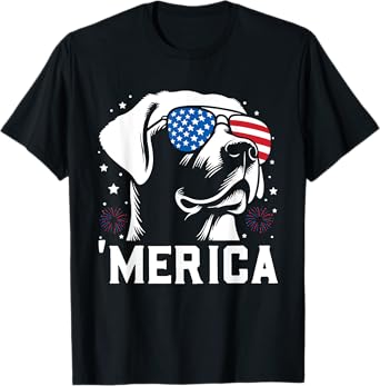 Golden Retriever Dog Patriotic 4th of July American USA Flag Men Women Kids T-Shirt