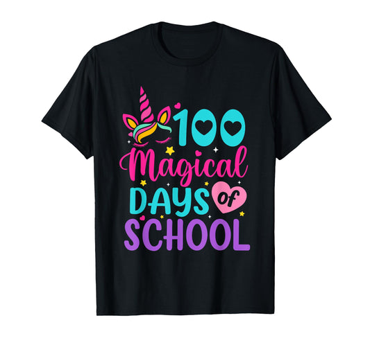 100 Magical Days Unicorn Girls Kids 100th Day Of School T-Shirt