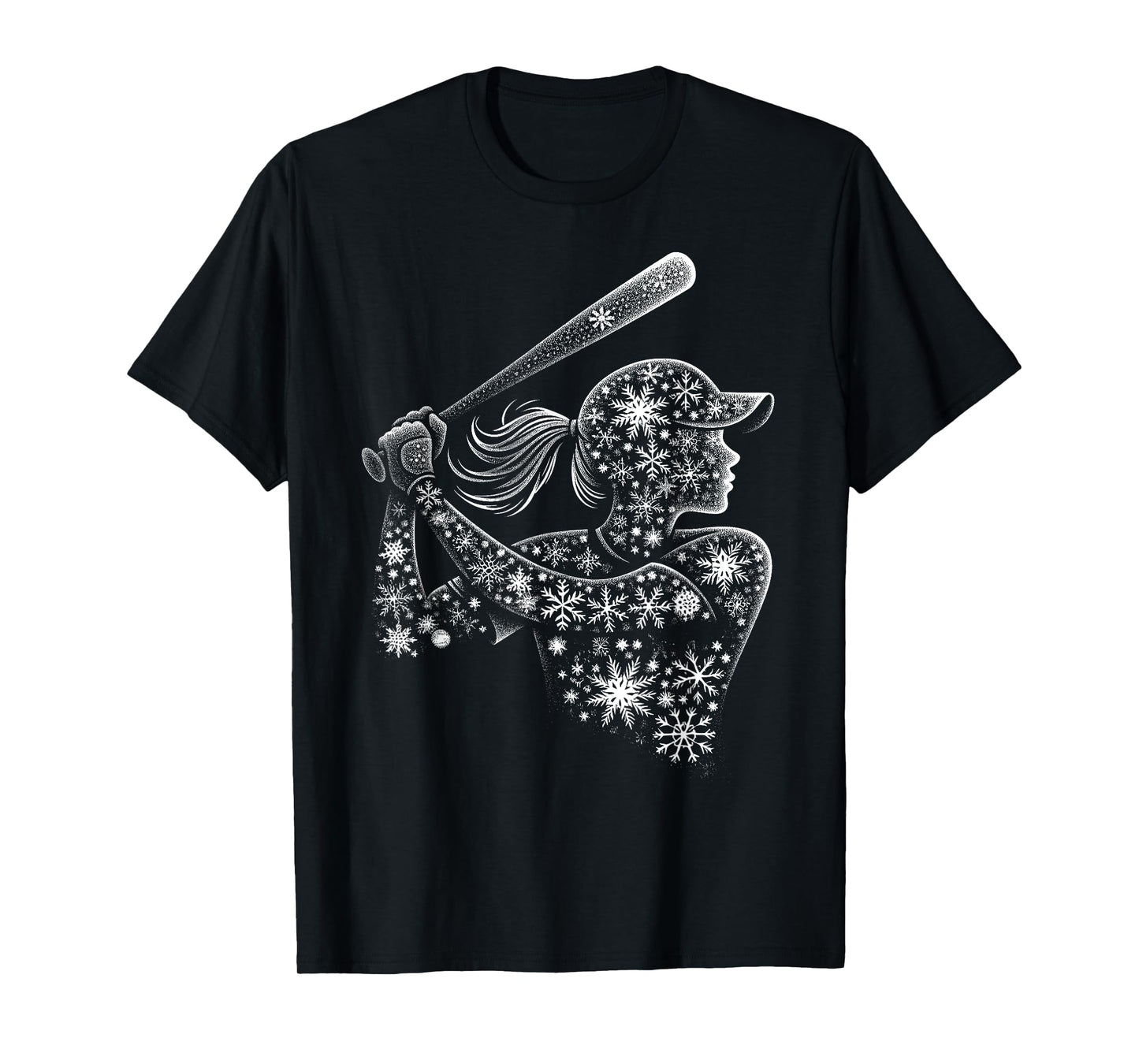 Women's sports Christmas Snowflakes Girl Softball Player T-Shirt