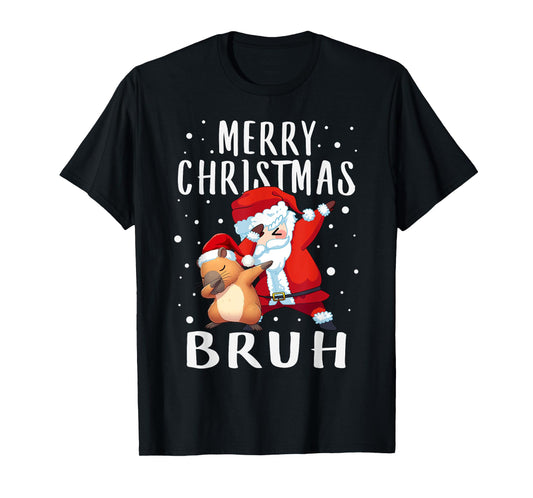 Dabbing Santa Claus Capy Merry Christmas Bruh Boy Girl Funny T-Shirt