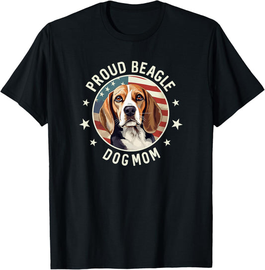 Beagle Gifts For Women, American Flag Proud Beagle Dog Mom T-Shirt