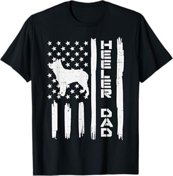 Heeler Dad Flag Vintage Blue Red Cattle Dog Patriot Men Gift T-Shirt