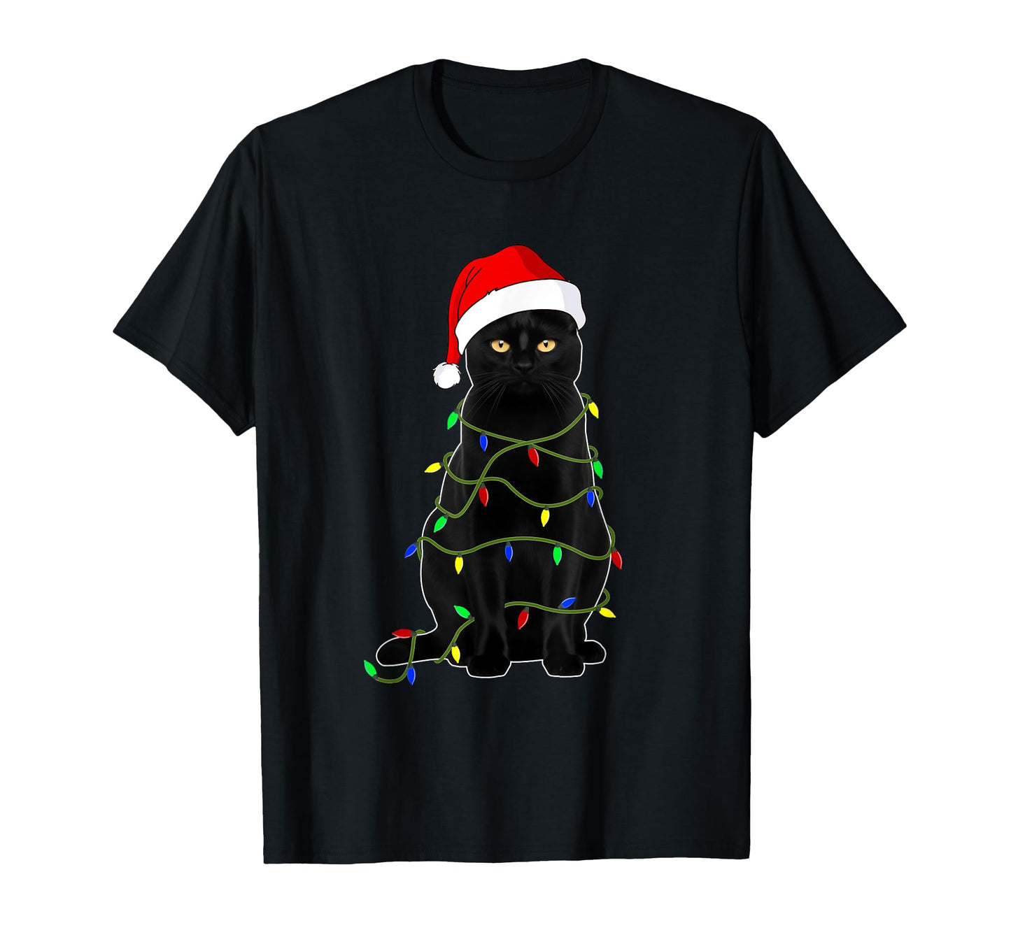 Black Cat Santa Christmas Family Matching Pajamas Xmas Men Women Kids T-Shirt