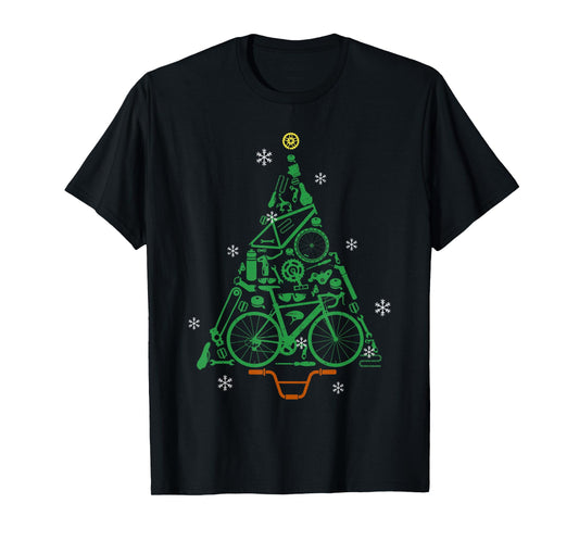 Road Bike Bicycle Funny Christmas Tree Cyclist Kids Adults T-Shirt