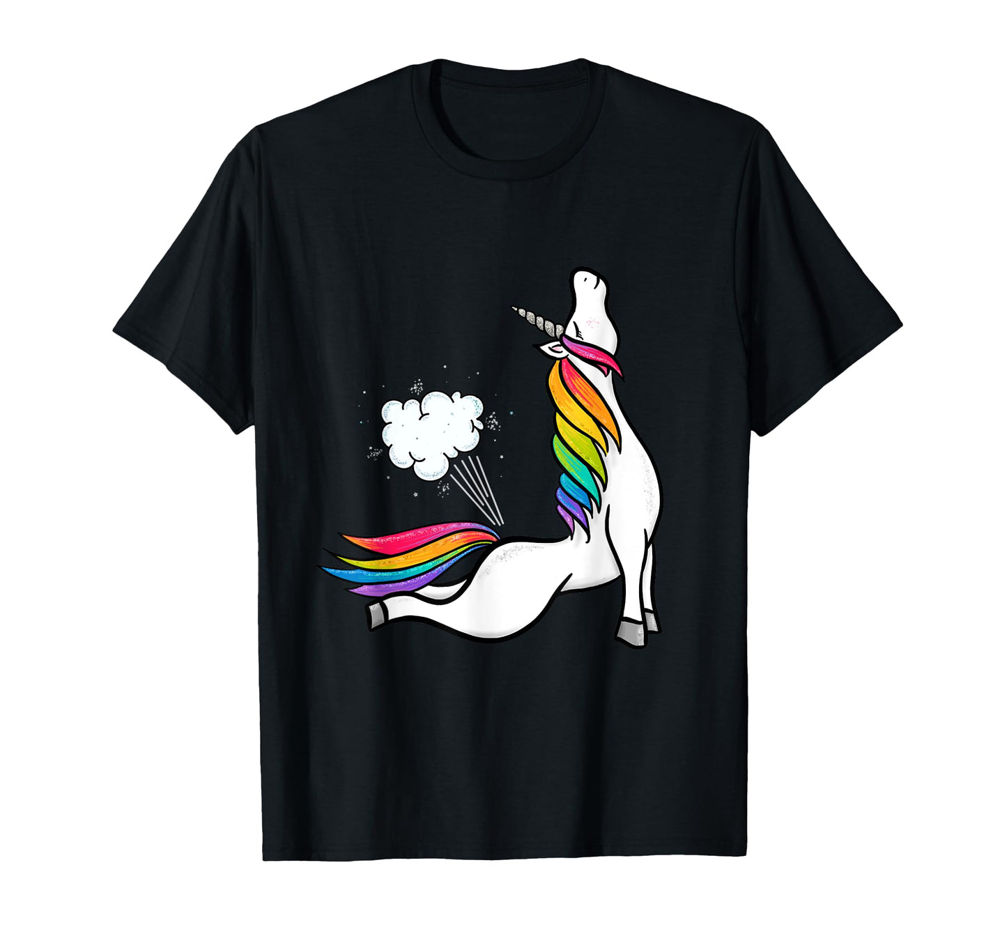 Funny Yoga Unicorn Fart Rainbow Graphic T-Shirt