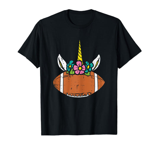 Unicorn Head American Football Cute Fan Player Girls Women T-Shirt