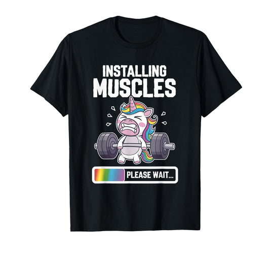 Funny Cute Unicorn Workout Gym Fitness Weightlifting T-Shirt