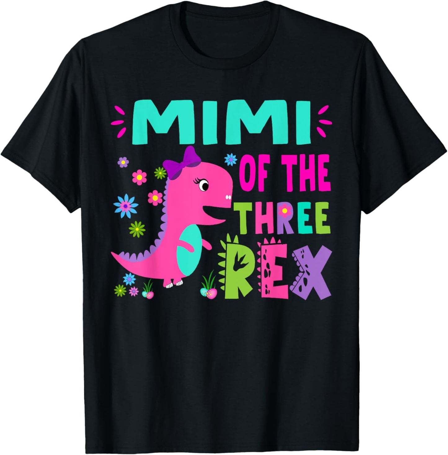 Mimi of the THREE rex T-Rex Dinosaur Birthday Family T-Shirt