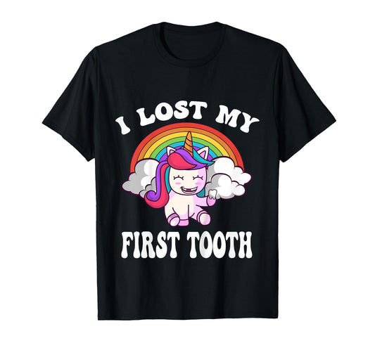 Rainbow Unicorn I Lost My First Tooth Funny Tooth Fairy T-Shirt
