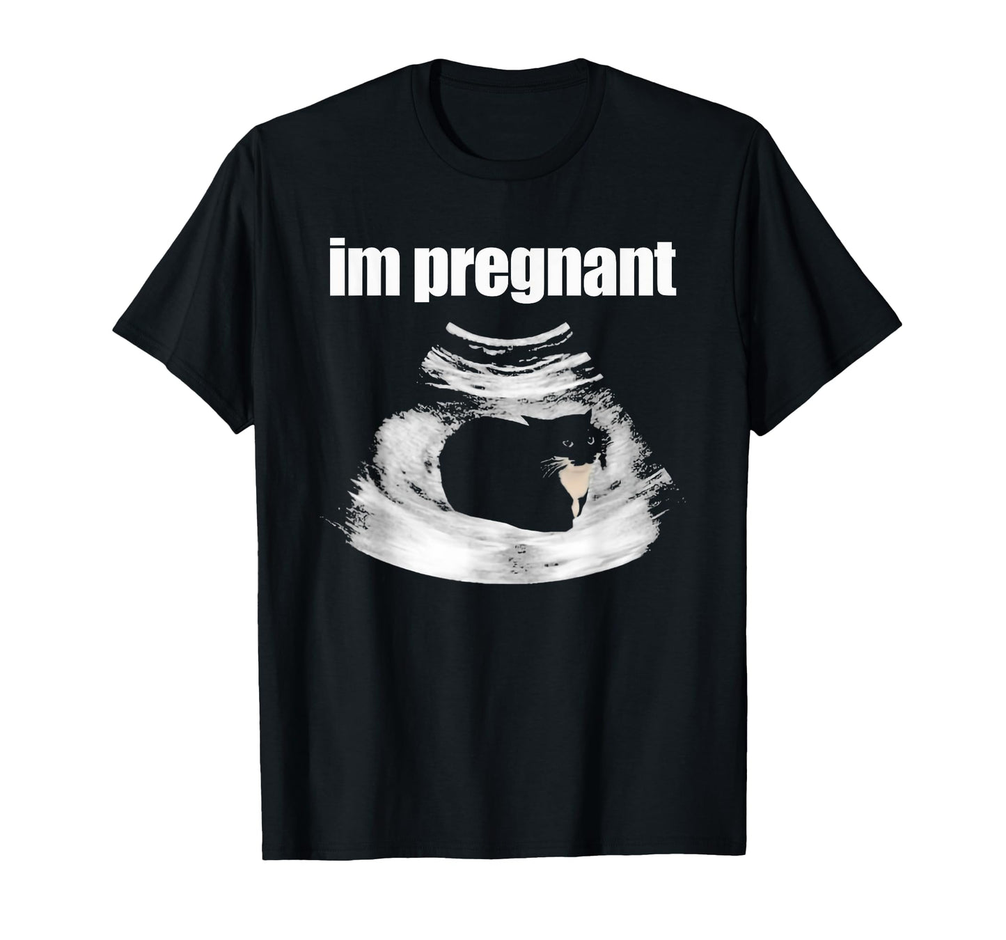 I’m Pregnant Cat Funny Cat Mom Pregnancy Black Kitten T-Shirt for Men Women