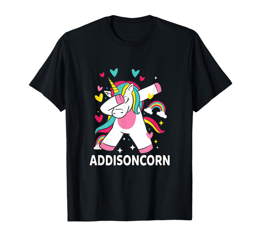 Addisoncorn Personalized Name Dabbing Unicorn Addison T-Shirt