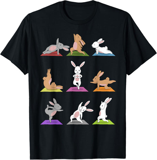 Bunny Yoga T-Shirt Funny Rabbits In Yoga Poses Sports Tee T-Shirt