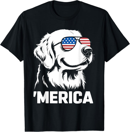 golden retriever 4th of july merica T-Shirt